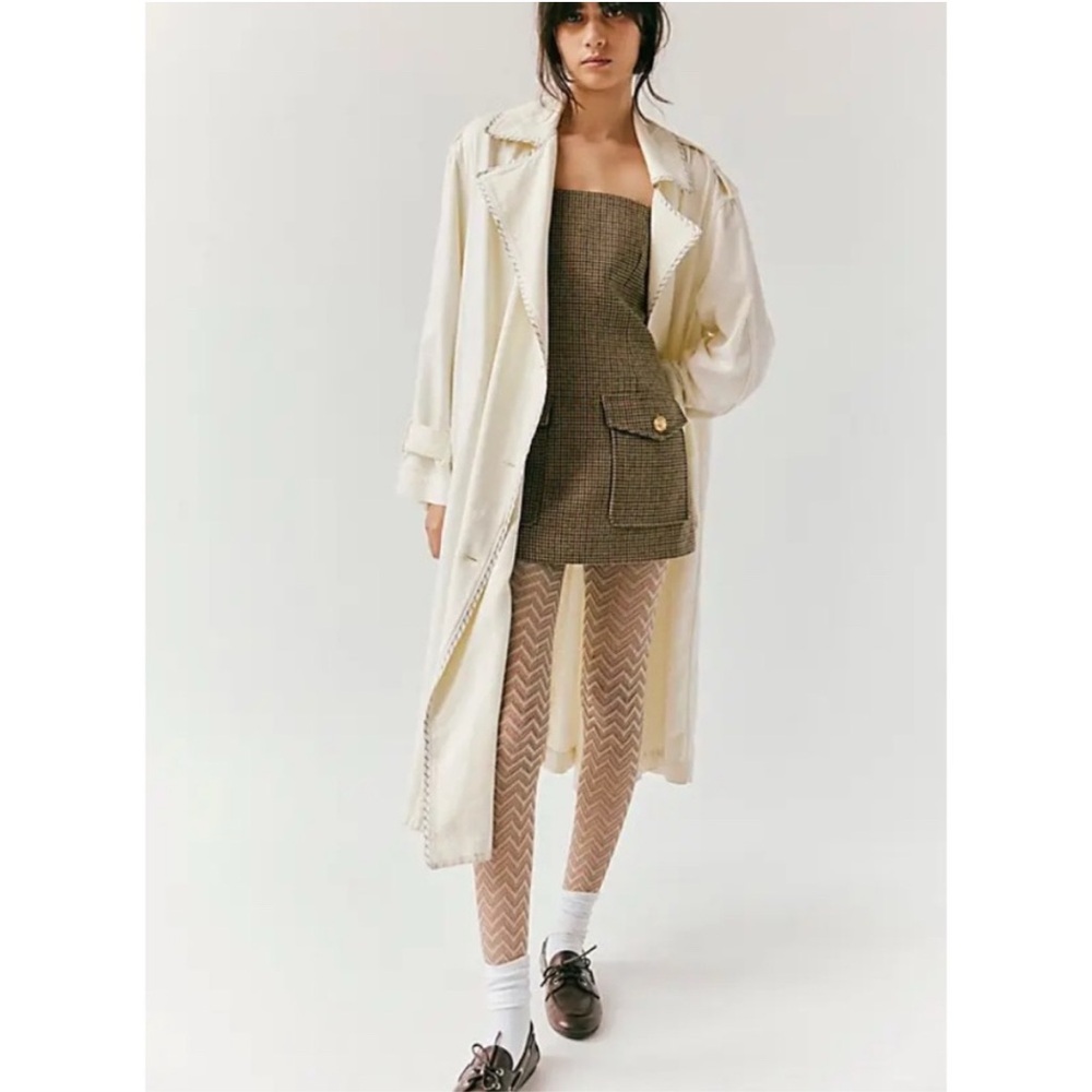 Free People Hansel From Basel Tights Taupe Chevron Fall Winter one size new